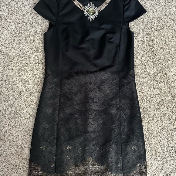 TED BAKER Black Vinata Embellished Neck Tunic Dress, size 0 - Picture 2 of 11